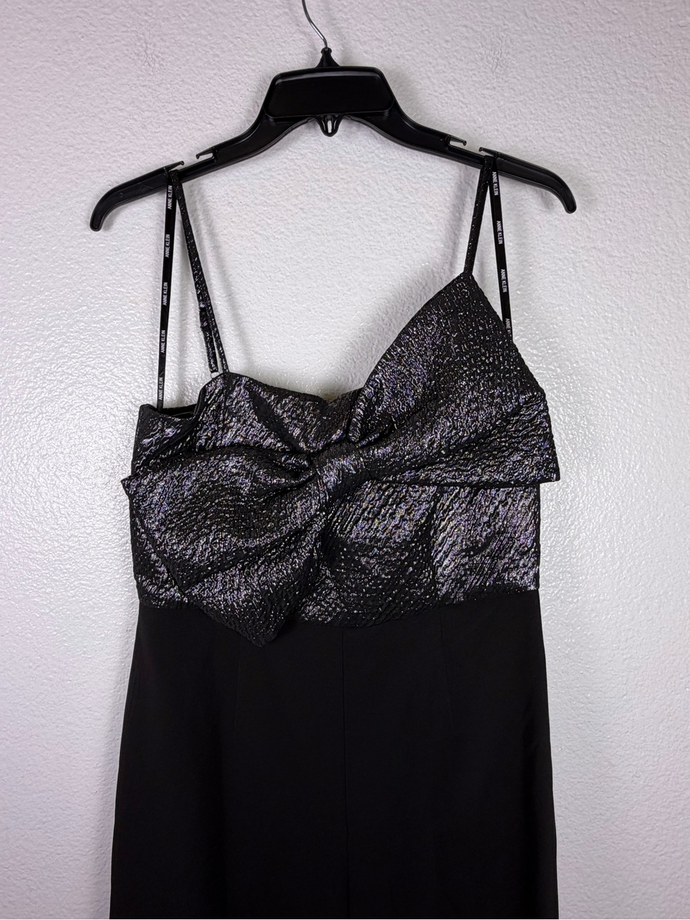 Anne Klein Women's Oversized Bow Jacquard Jumpsuit In Black Size 2 - Picture 3 of 8